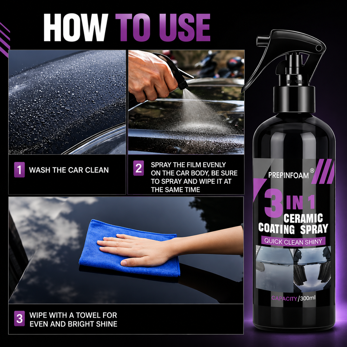 AXTRO 3-in-1 Ceramic Liquid Ceramic Coating Spray