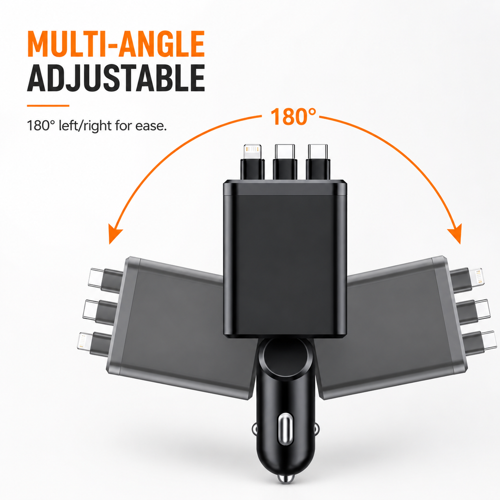AXTRO 180W 7-in-1 Retractable Car Charger