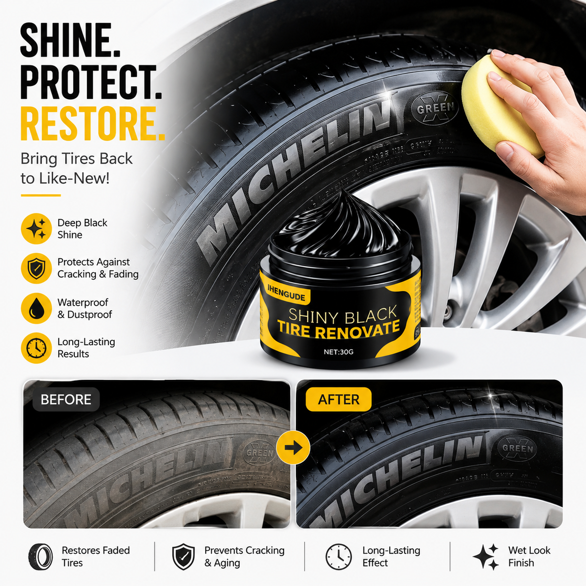 AXTRO Black Shiny Tire Wax 30g