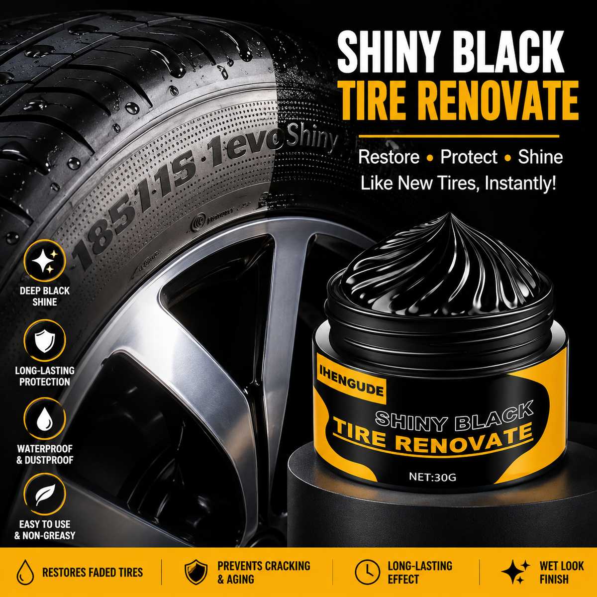 AXTRO Black Shiny Tire Wax 30g