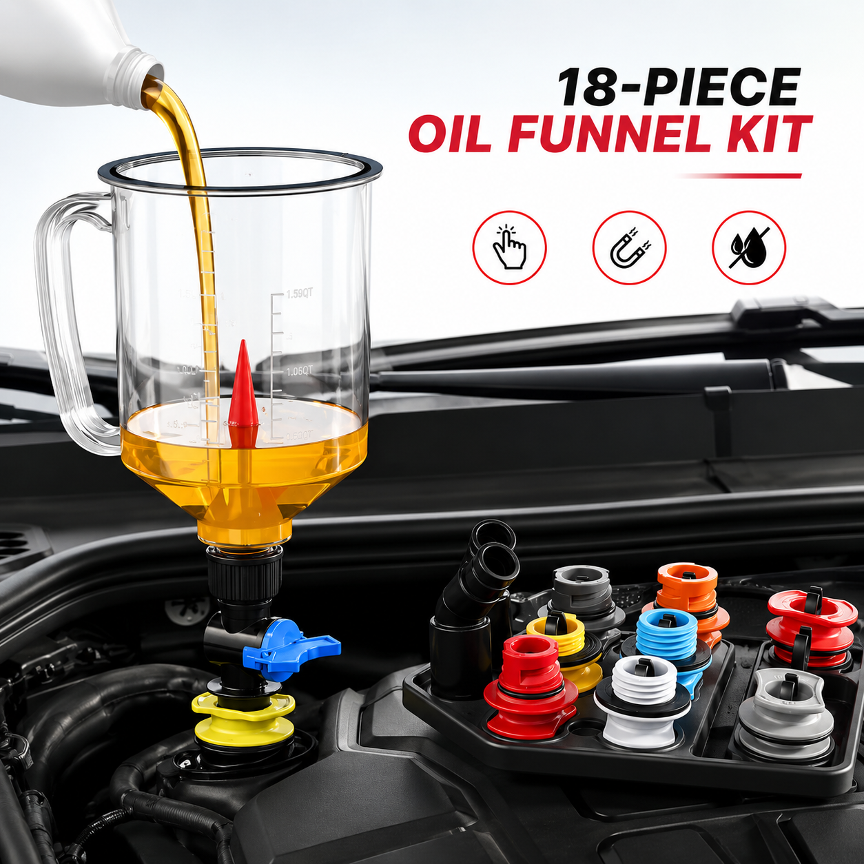AXTRO Piece Oil Funnel Kit