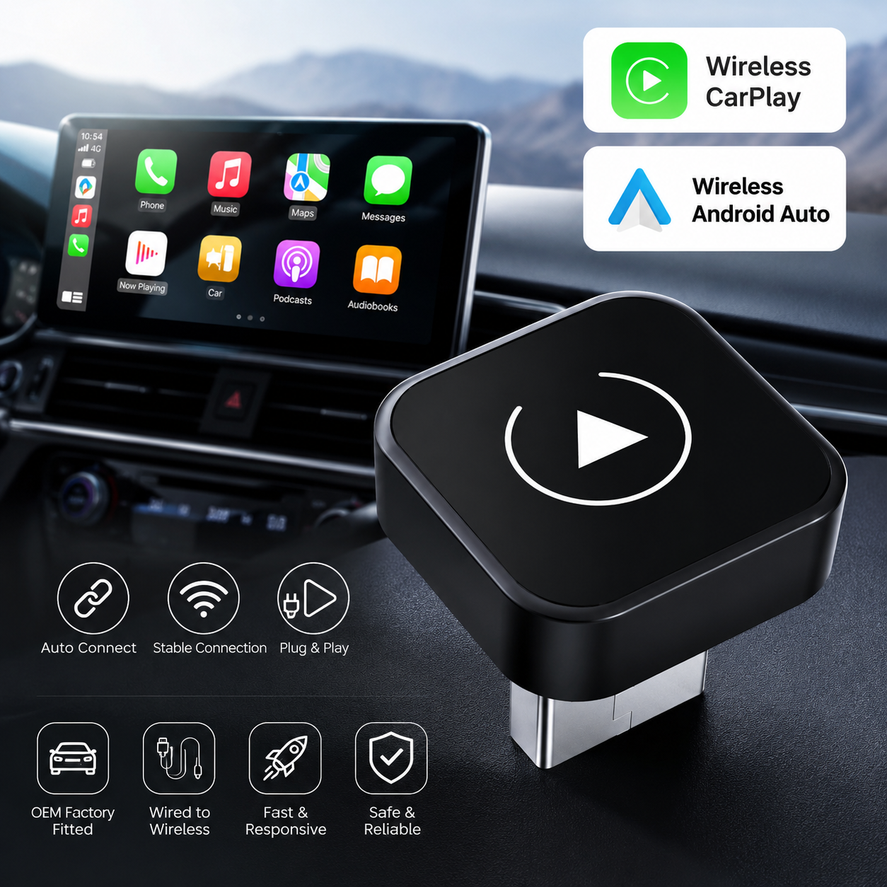 AXTRO 2-in-1 Wireless CarPlay