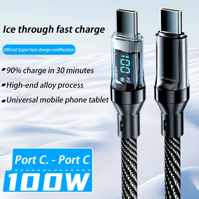 AXTRO 100W USB-C to USB-C Cable with Digital Display | PD Fast Charging